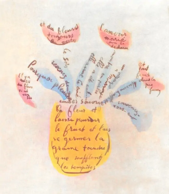 Guillaume-Apollinaire-Calligramme-Fleurs Guillaume Apollinaire Calligramme Fleurs, poeme