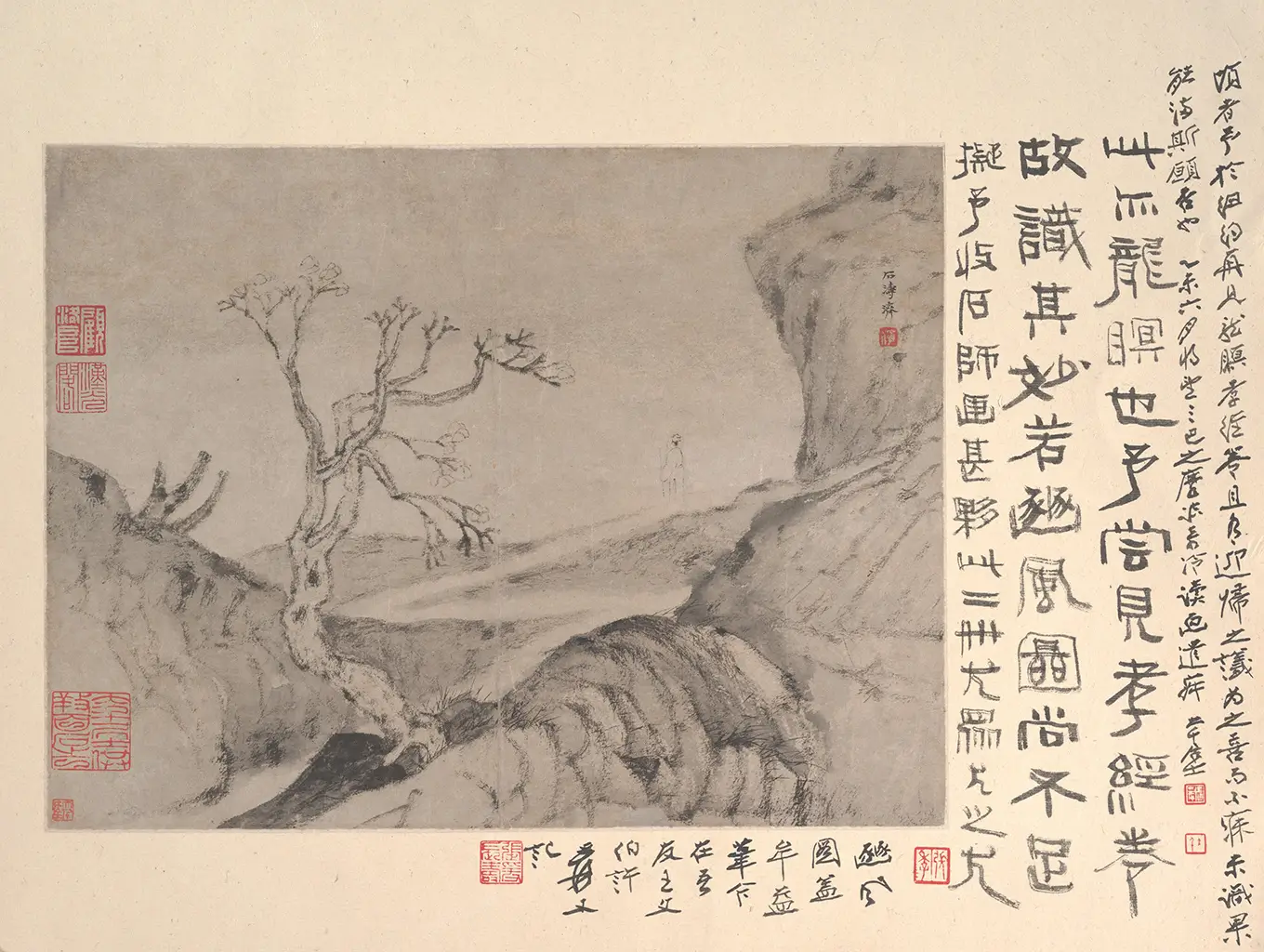 Shitao, Paysage avec personage solitaire