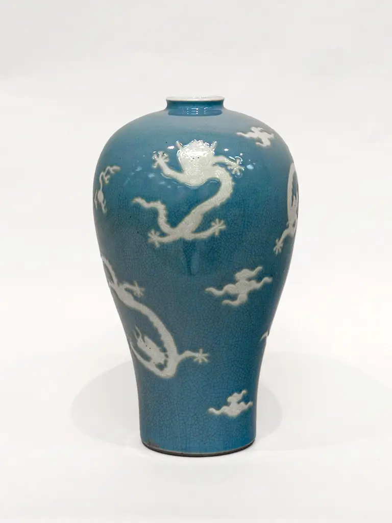 Vase Meiping avec dragons Vase chinois avec phénix et pivoines
