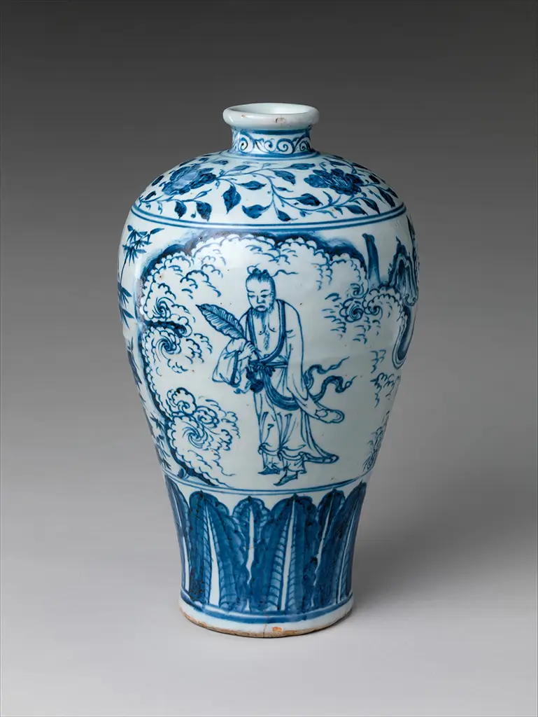 Vase chinois en forme de Meiping avec l'immortel taoïste Zhongli Quan Vase Chinois en forme de Meiping